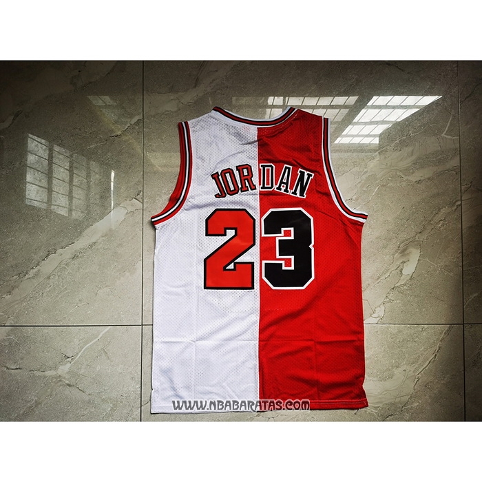 Camiseta Chicago Bulls Michael Jordan #23 Split Blanco Rojo